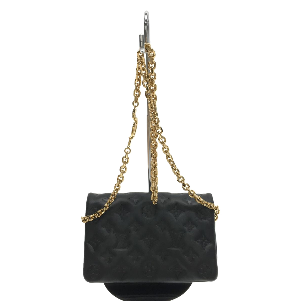 Louis Vuitton Lambskin Embossed Monogram Coussin MM Black